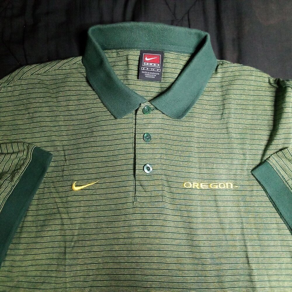 Vintage Nike Team Oregon Ducks Striped Polo Shirt